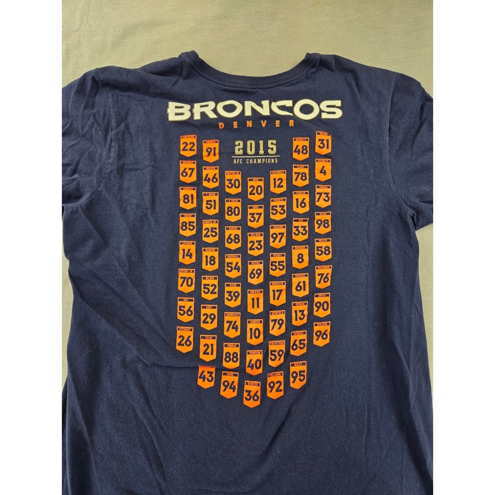 Nike Denver Broncos Super Bowl 50 Champions Roster T-Shirt Mens XL Navy Blue - Picture 9 of 10